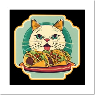 Cat eat tacos Posters and Art
